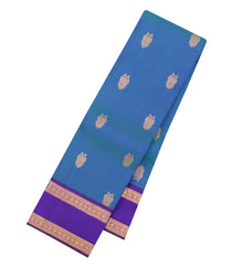 Light Blue Handloom Kanchipuram Silk Saree With Zari Buttas-KA16909