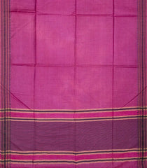 Pink Handwoven Tussar Silk Saree With Temple Border-Pink