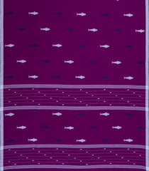 Purple Handloom Bengal Cotton Saree With FIsh Buttas-BG1750