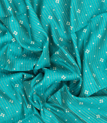 Turquoise Printed Synthetic Dola Silk Saree With Zari Stripes & Border-SY0393