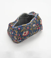 Indigo Cotton Bagru Printed Toiletry Bag With Zipper-ACS1085