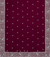 Maroon Woven Synthetic Blended Saree With Embroidered Motifs-EN1983