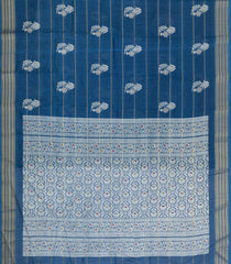 Navy Blue Printed Synthetic Dola Silk Saree With Zari Motifs & Border -SY0351