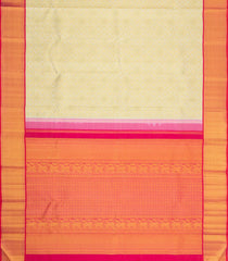 Cream Handloom Korvai Kanchipuram Silk Saree With Floral Zari Motifs-KA16167