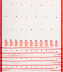 White Handwoven Bengal Cotton Saree With Floral Buttas-BG1513