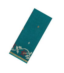 Teal Printed Blended Erode Cotton Saree With Zari Border-SY0459