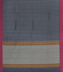 Dark Grey Woven Rasipuram Cotton Saree With Checks-RA2641