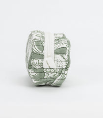 Cardamom Green Cotton Bagru Printed Coin Pouch With Zipper-ACS1069