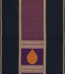 Purple Handloom Muppagam Silk Cotton Saree With Checks-SC4347