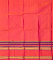 Dark Green Handloom Korvai Kanchipuram Silk Saree With Stripes & Contrast Border-KA13376