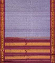 Grey Handloom Gadwal Silk Cotton Saree With Contrast Border-GA0171