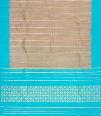 Taupe Handloom Korvai Kanchipuram Silk Saree With Stripes-KA15483