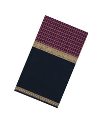 Purple Handloom Muppagam Silk Cotton Saree With Checks-SC4347