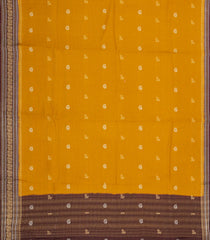 Mustard Woven Blended Viscose With Zari Checks & Buttas-BL5554