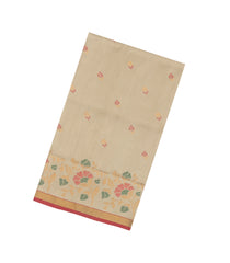 Taupe Handloom Uppada Silk Saree With Floral Motifs-UP0413