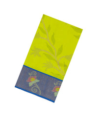 Neon Green Printed Art Tussar Saree With Zari Border-BL5009