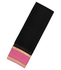 Black Woven Mysore Crepe Silk Saree With Contrast Border-MS3163
