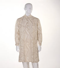 Natural mid length kurta with geometrical print-EW1092