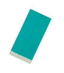 Turquoise Handloom Bengal Cotton Saree With Contrast Border-BG1686