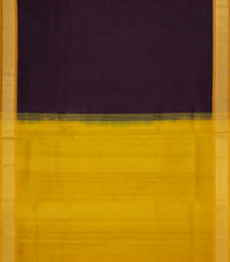 Dark Brown Handloom Silk Cotton Saree With Contrast Border-SC4469