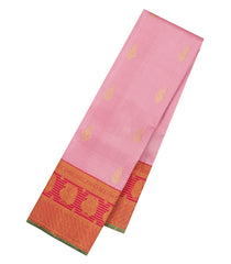 BubbleGum Pink Handloom Korvai Kanchipuram Silk Saree With Zari Buttas-KA16676