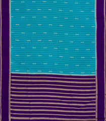 Cyan Woven Art Crepe Saree With Zari Stripes & Contrast Border-BL5134