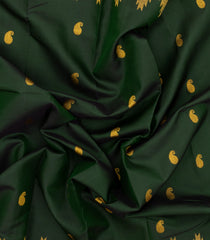 Dark Green Handloom Kanchipuram Silk Saree With Mango Buttas-KA13717