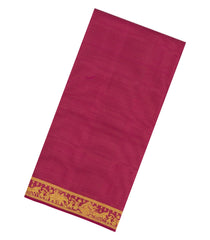 Crimson Handloom Kanchipuram 9 Yards Silk Saree With Zari Stripes-KA15390