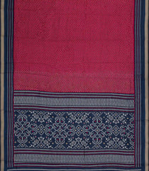Crimson Printed Chanderi Cotton Saree With Zari Border-BL5487