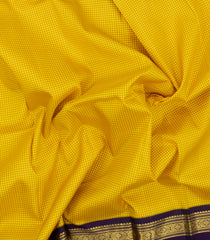 Yellow Handloom Korvai Kanchipuram Silk Saree With Silk Checks & Ganga Jamuna Border-KA16787