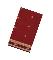 Maroon Handloom Kanchi Cotton Saree With Silk Border-KC1818