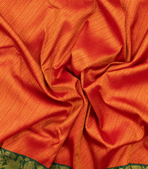 Red Handloom Korvai Kanchipuram Silk Saree With Contrast Border-KA15810