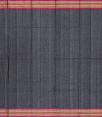 Black Handloom Kanchi Cotton Saree With Coin Buttas-KC1431