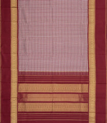 Maroon Handloom Korvai Kanchipuram Silk Saree With Checks-KA15514