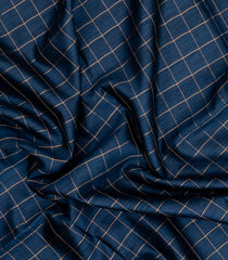 Indigo Handloom Dupion Silk Saree With Checks & Printed Pallu-DS0602