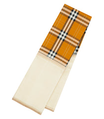 Mustard Handloom Korvai Kanchipuram Silk Saree With Silk Checks-KA15422