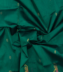 Sea Green Handloom Silk Cotton Saree With Zari Buttas & Contrast Pallu-SC4654