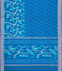 Cyan Handloom Pochampally Ikat Silk Saree With Tie & Dye Motifs -IK0433