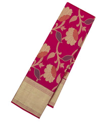 Magenta Handloom Kanchipuram Silk Saree With Meena Floral Motifs-KA14907
