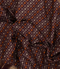 Dark Brown Handloom Kanchi Cotton Saree With Checks-KC1850
