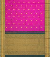 Hot Pink Handloom Korvai Kanchipuram Silk Saree With Checks & Buttas-KA15008