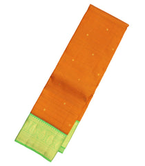 Orange Handloom Korvai Kanchipuram Silk Saree With Stripes & Buttas-KA12976