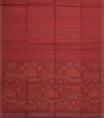 Crimson Printed Tussar Silk Saree With Stripes -TU3700