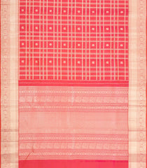 Peach Handloom Kanchipuram Silk Saree With Zari Checks & Buttas-KA16326