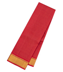 Red Handloom Kanchipuram Silk Saree With Vairaoosi Stripes-KA15519