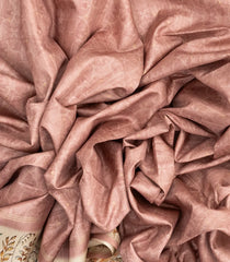 Peach Woven Art Tussar Silk Saree With Printed Floral Motifs-BL3886