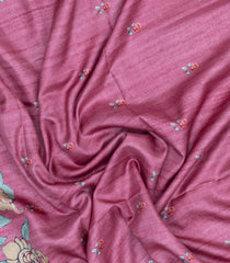 Dusty Pink Printed Synthetic Tussar Silk Saree With Zari Border-SY0058