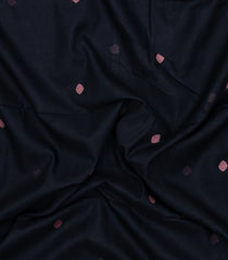 Black Handloom Bengal Cotton Saree With Floral Motifs-BG1986