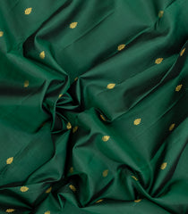 Dark Green Handloom Kanchipuram Silk Saree With Buttas-KA15241