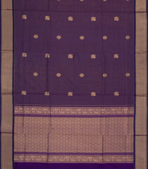 Violet Handloom Silk Cotton Saree With Checks & Buttas-SC4245